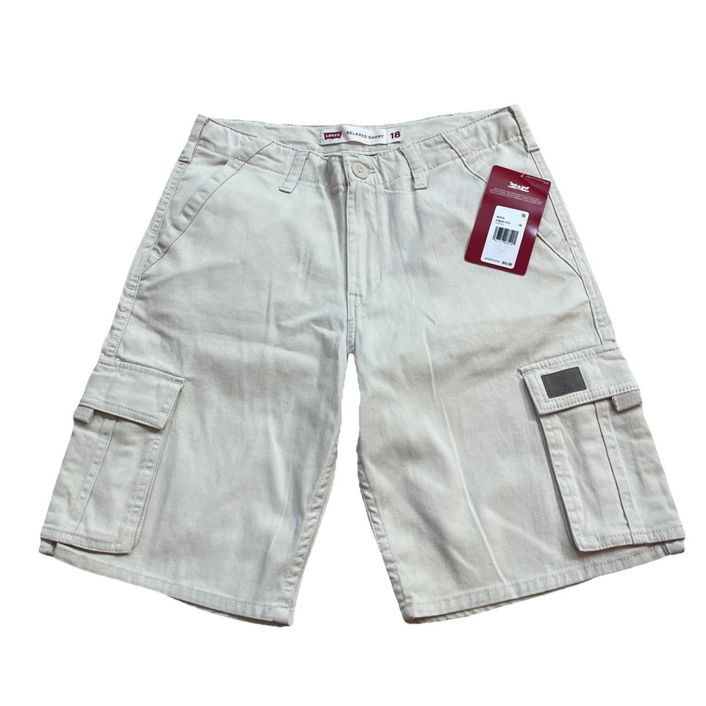 Levi's Relaxed Tan Cargo‎ Shorts Boys Size 18 Regular Adjustable Waist NWT